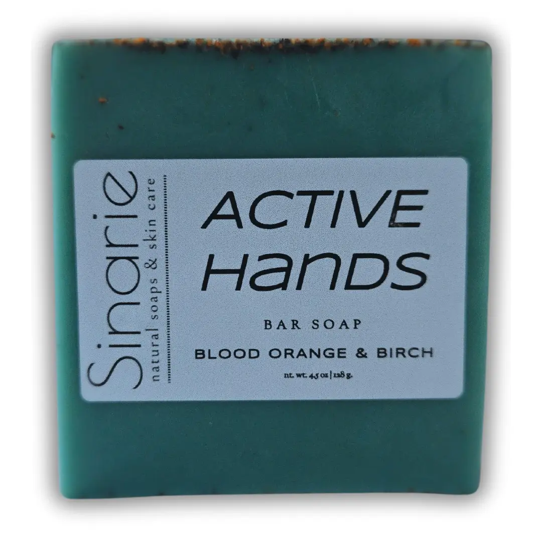 Sinarie Exfoliating Orange & Birch Hand Soap for Mechanics & Gardeners - Natural Pumice & Walnut Scrub Bar
