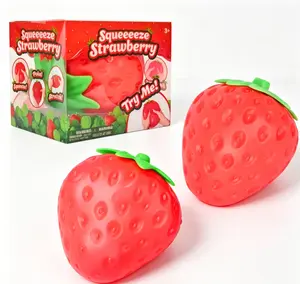Toymendous Squeeze Strawberry - Extra Large 4" Squishy Stress Ball for Adults & Kids 3+ - Fruity Fidget Toy for Stress Relief & Sensory Play - Safe & Durable Non-Toxic Material