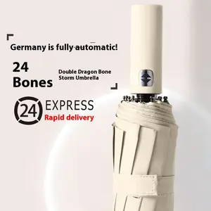 Twelve-bone double keel fully automatic weather umbrella