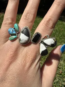 White Buffalo Floater Statement Sterling Silver Ring