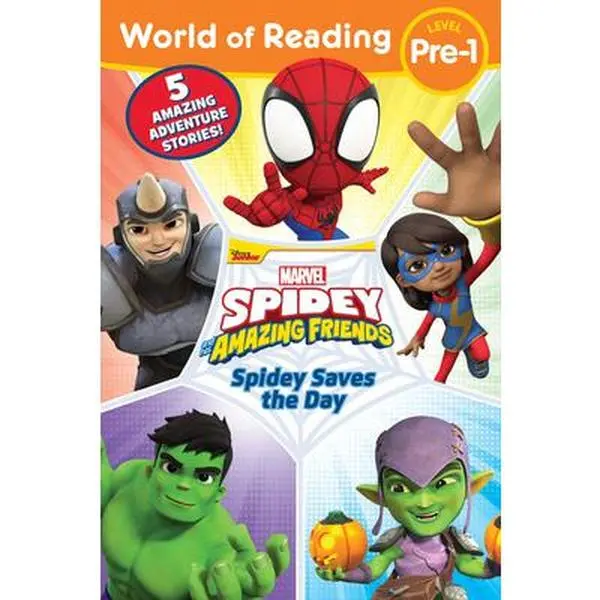 World of Reading: Spidey Saves the Day - Spidey and His Amazing Friends Disney Paperback Book, Children's Literature for Emerging Readers, English Language, Ghost-Spider Themed to Inspire and Excite