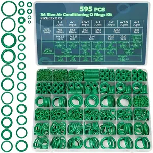 595 counts  Automotive AC O Rings Kit, SAE and Metric Air Conditioning O Rings Assortment Set for Car A/C Compressor and Professional Plumbing Faucet Seal Repair with 4 Pick & Hook (Green)