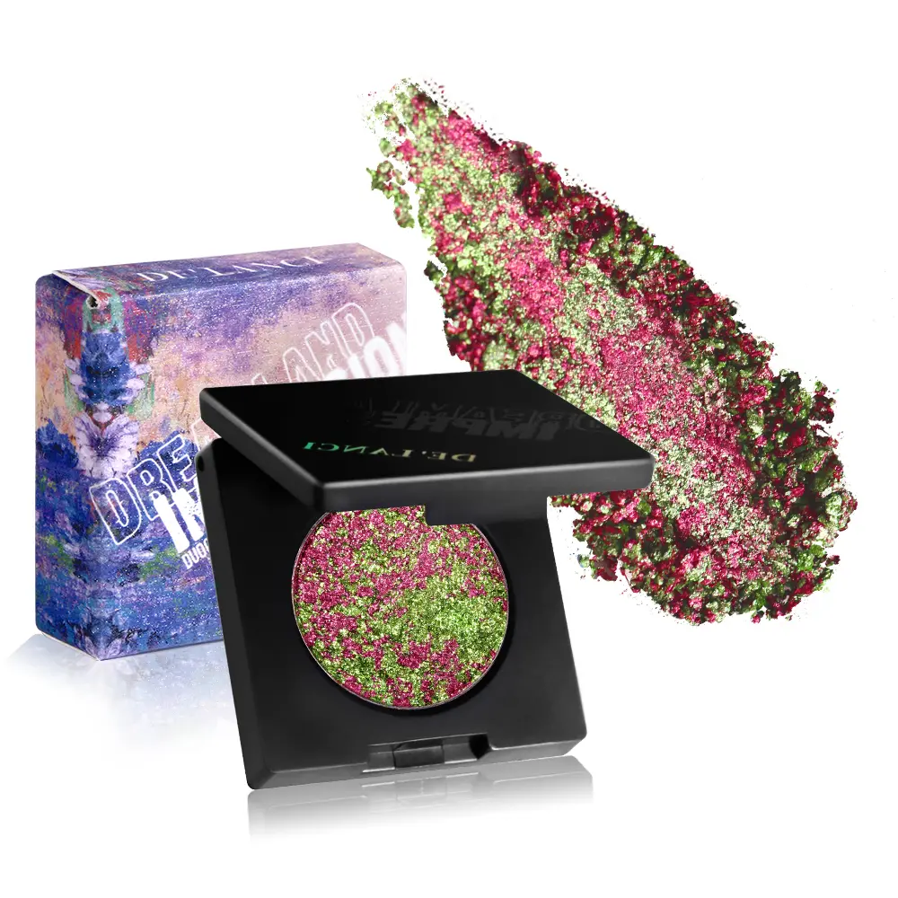 delanci Dreamland Duo Chrome Eyeshadow Palette Set, Water Proof & Talc-Free Color-Changing Pigments for Alt Makeup, Halloween & Bedazzling Ideas, Powder, Makeup Palette Set, Daily, 3D, Avocado, Setting