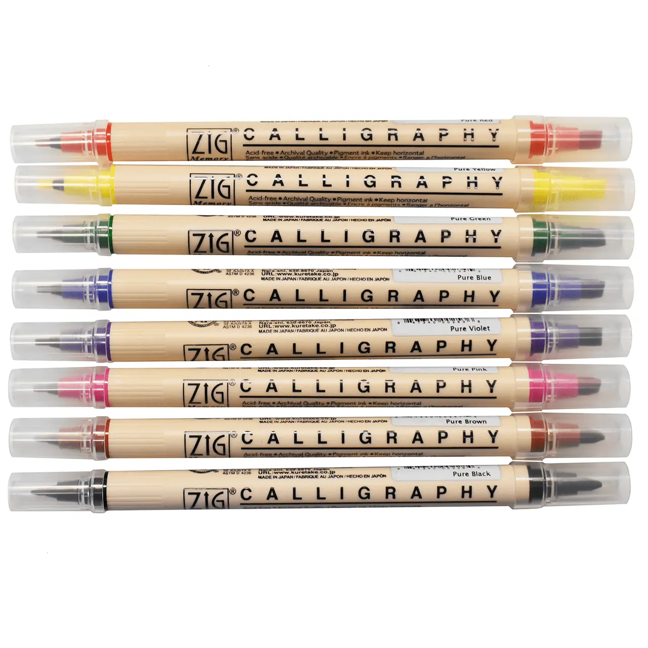Zig Memory System Calligraphy Marker, Set of 8