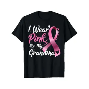 Breast Cancer Awareness T-Shirt |   Black Casual Short-Sleeved Men'S Sports Tee With Pink Ribbon And Graphic Print, All-Season Comfortable Tee For Everyday Outdoor Activities