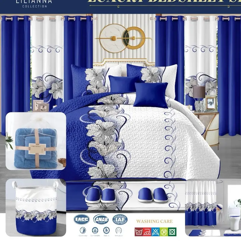 24 pcs Luxury Bedspread Sets Soft Comfortable Fabric Easy Care Complete Bedding Solution for Various Bed Sizes