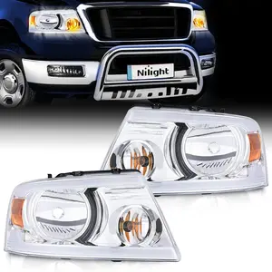 Nilight Headlights Assembly for Ford F150 F-150 2004-2008, 2006-2008 Lincoln Mark LT Led DRL Headlamp,Chrome Housing Truck, Projector Headlight
