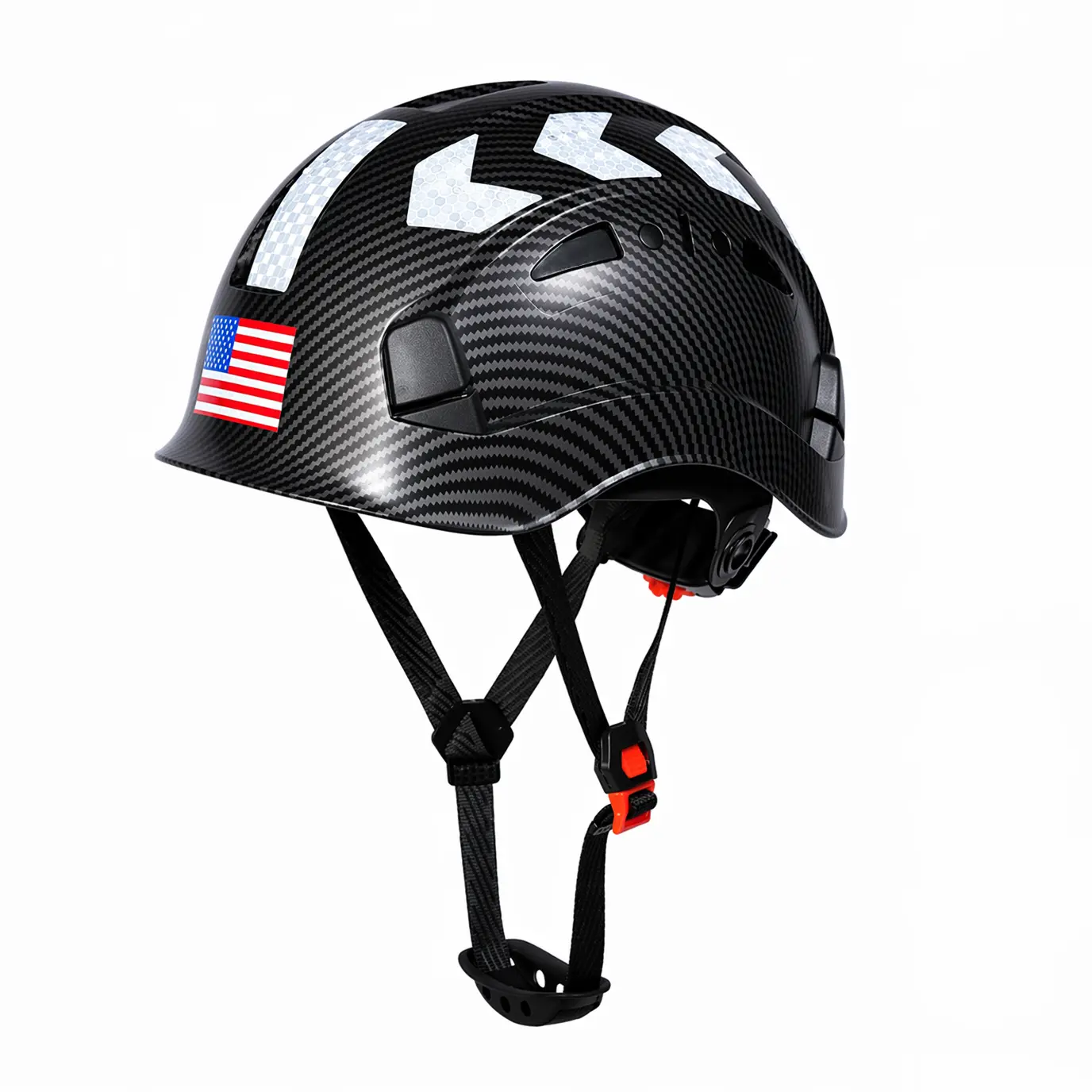 WELTA Work Safety Helmet, Carbon Fiber Style ABS Hard Hat with Sliding Vents, Reflective Stickers and Ratchet Fit