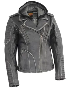 Milwaukee Leather Women's Rub-Off Hoodie Motorcycle Jacket 3X - 3Xl