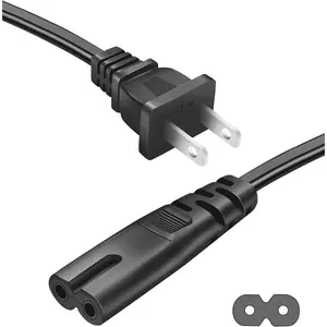AC Power Cord 2 Prong C8 to 2-Slot for TV PS4 PS5 Speaker Monitor Xbox One S/X Wall Power Cable Replacement (6 Feet)