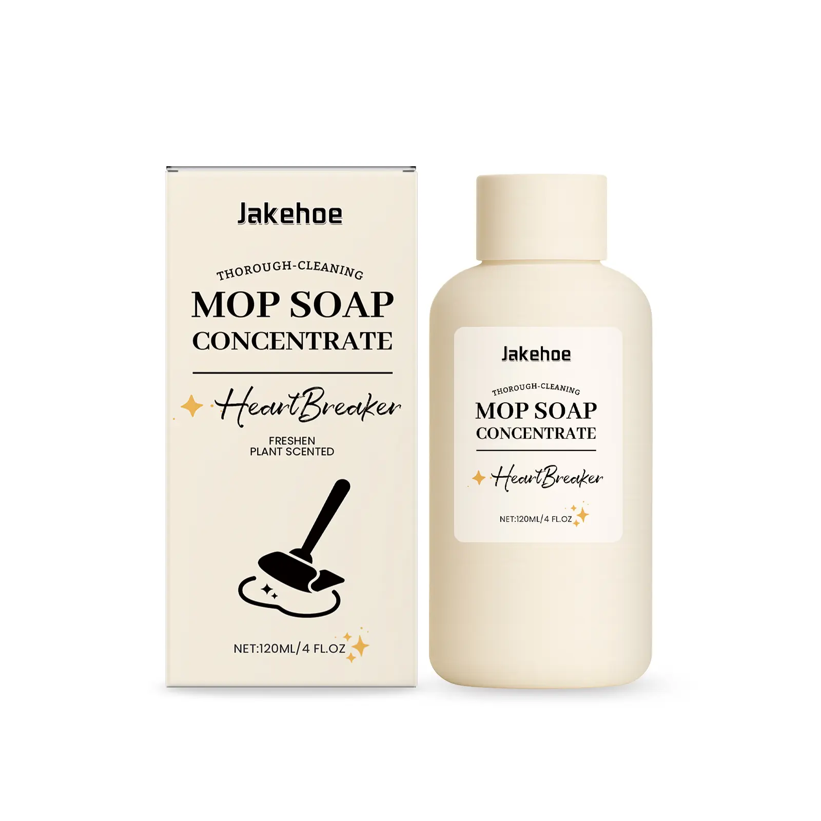 Jakehoe Mop Soap Concentrate - Gentle Floor Cleaner for Wood & Tile, Fast-Drying Multi-Surface Solution with Refreshing Scent (120ml)