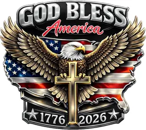 2pcs God Bless America 250th Anniversary USA Car Decal Sticker, Patriotic Bald Eagle 1776–2026 Vinyl for Car, Truck, Window, Laptop, 250 Years American Independence Bumper Stickers
