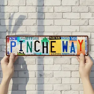 Pinche Way - Vintage Style Street Sign - Aluminum Wall Art & Room Decor for Garage Bar Bedroom Farmhouse Home - 16" x 4" Rust Free Metal Poster