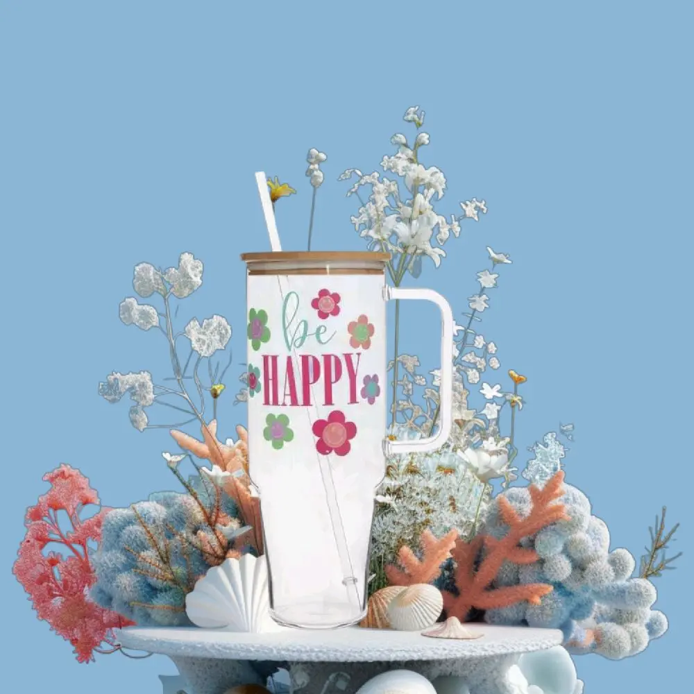 Be Happy Glass Tumbler