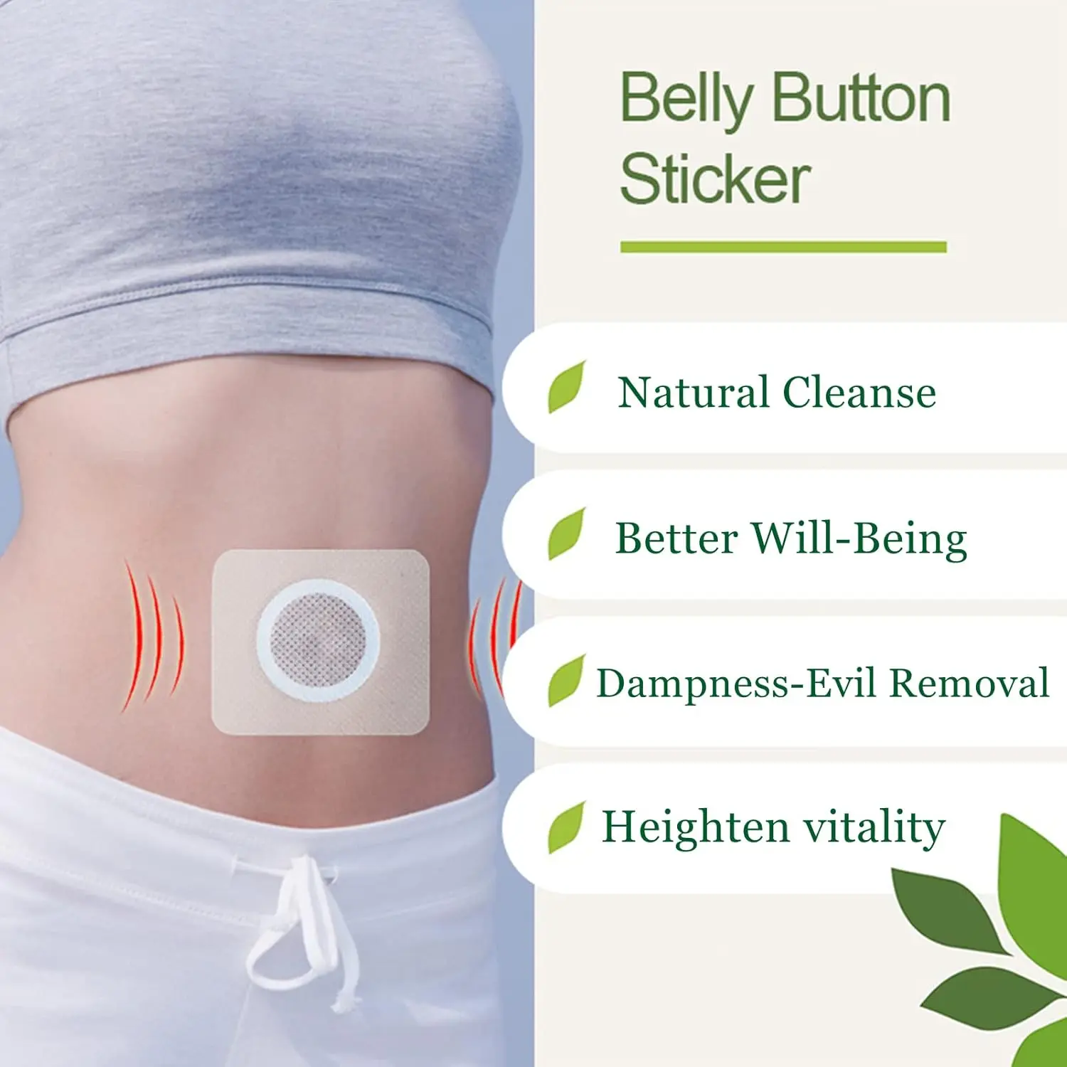 Mugwort Belly Patch,30Pcs Natural Wormwood Essence and 30Pcs Belly Sticker, Moxa Hot Moxibustion Navel Wormwood Sticker
