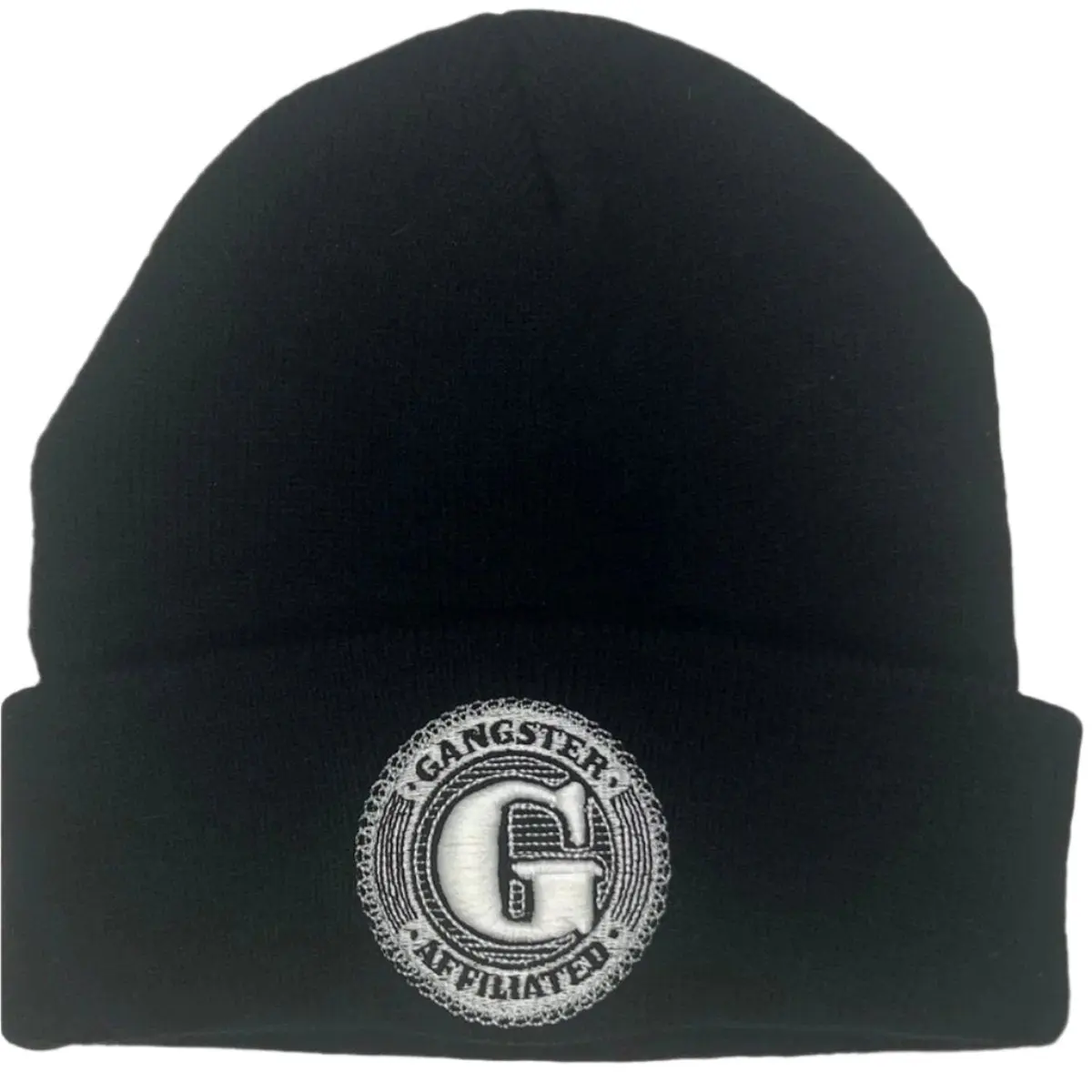 Gangster Affiliated Embroidered Big "G" Logo Monogram Black Beanie
