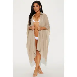 Megan Swim Cover Up Kimono - Taupe