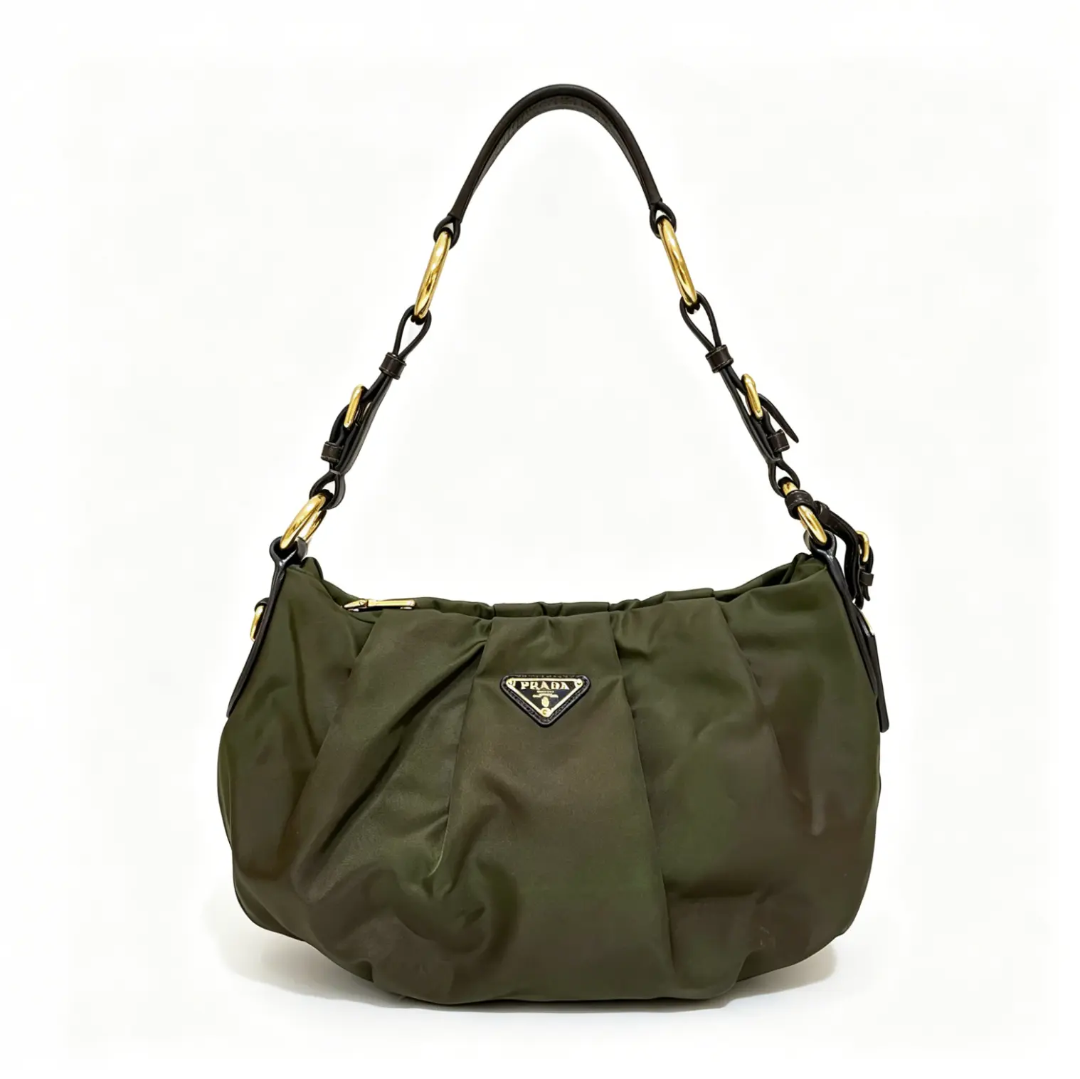Pre-owned PRADA Nylon Shoulder Bags Green Hobo Medium nyc