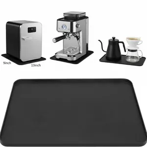 Mini Fridge Silicone Mat 13" x 9" – Leakproof Drip Tray with Raised Edge, Floor Protector for Refrigerator, Washing Machine & Portable AC (Black)