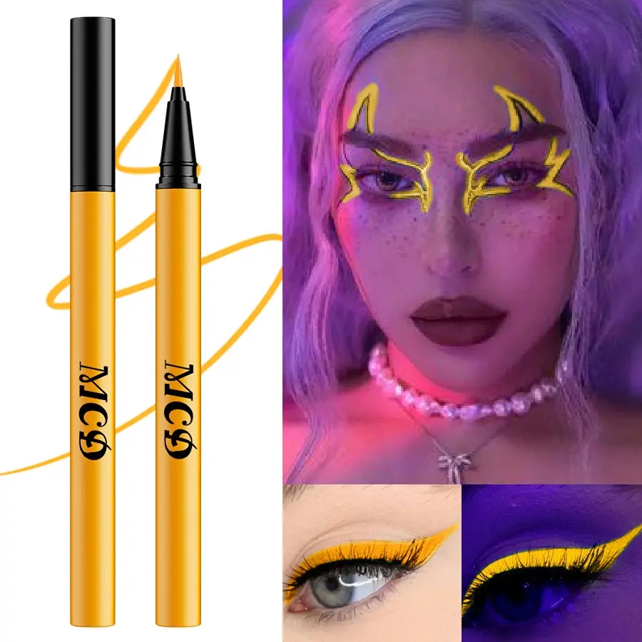 Long-Lasting UV Eye Liner,1 Count, 8 colors for choice, 24-Hour colorful High Pigmentation, Waterproof, Non-Irritating, Green eyeliner liquid eyeliner, pink eyeliner yellow Full Coverage, Festival Makeup Special Party Makeup