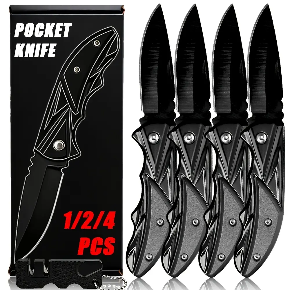 1/2/4pcs Ultimate Compact EDC Folding Knife, Pocket Knives for Men, Practical Knife, Sturdy Blade & Textured Grip, Back Clip, Cool Gadgets for Home, Suitable for Daily Use and Carrying, Camping, DIY Projects, a Great Gift