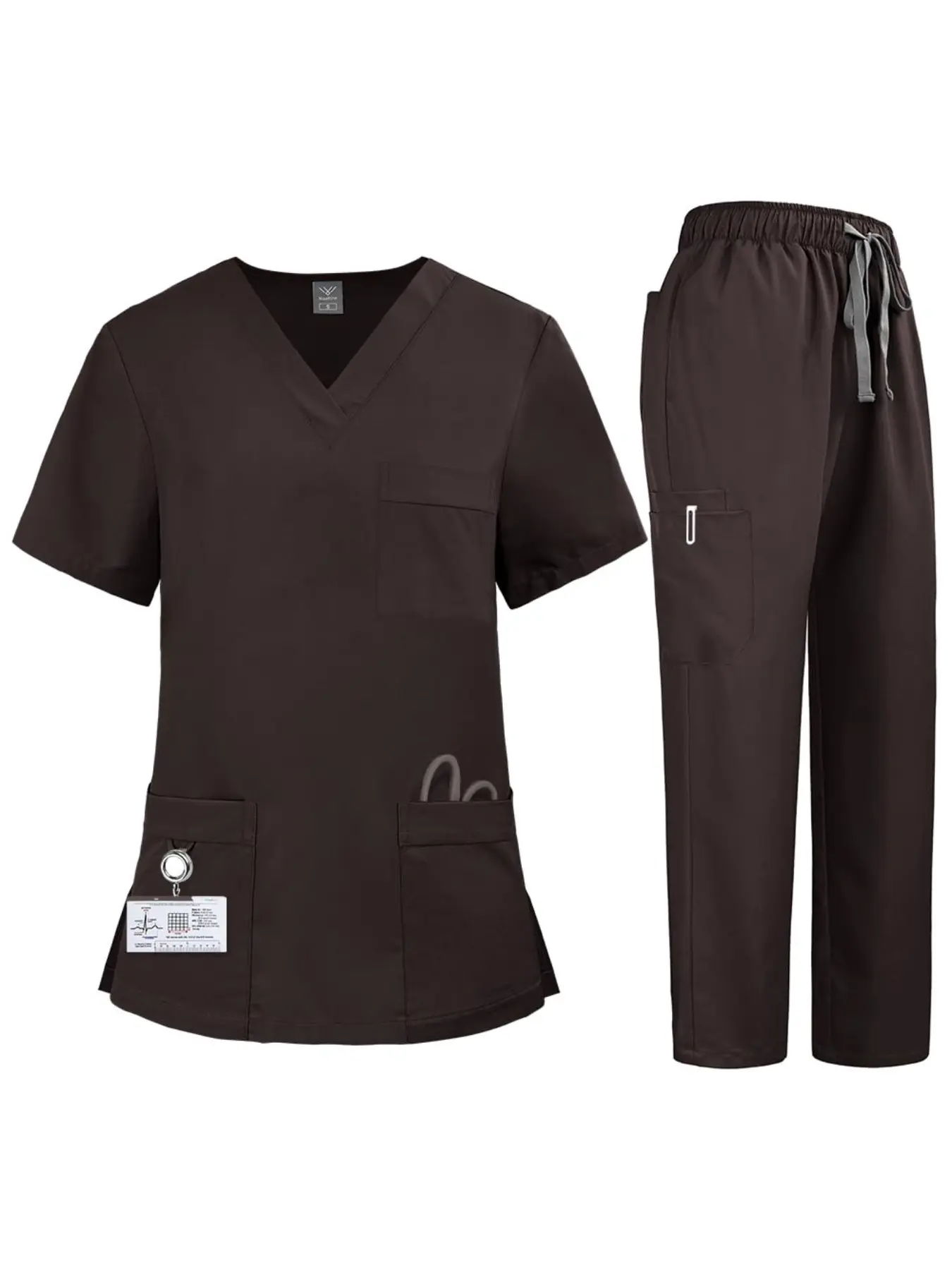Uniforms Women Healthcare Uniform Medical Scrubs Set Solid Vneck Nurse Beauty Salon Workwear Clinical Scrubs Top Pants Sets Spa Doctor Nursing Clinical Suit Womenswear