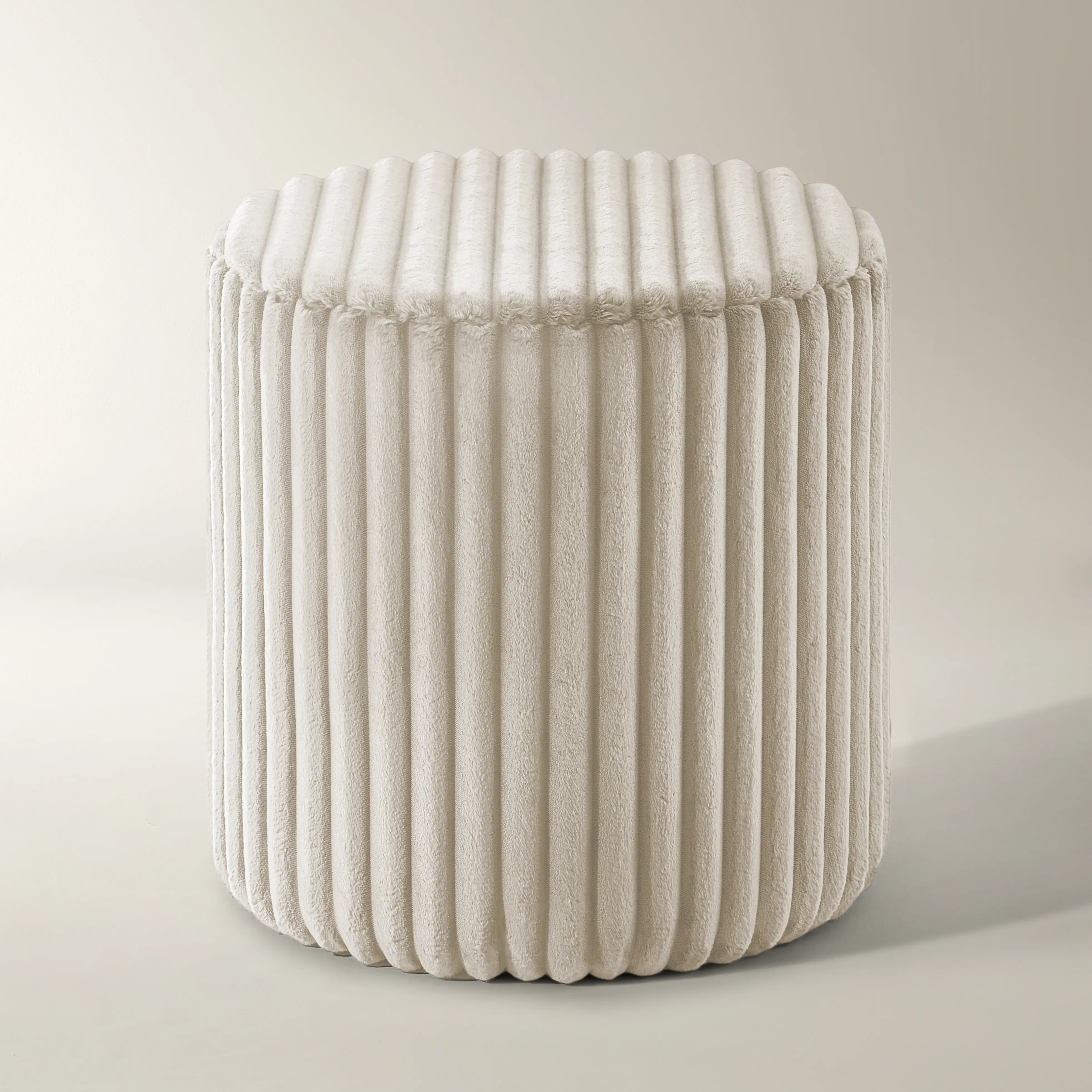Z Gallerie Fleece Stool Footstool Tufted Upholstered Ottoman Living Room Furniture Modern Furniture, Foot Rest Stools, Soft Cushioned Stool