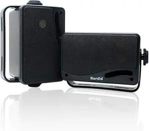 Herdio 6.5" 400W & 3.5" 200W Outdoor Bluetooth Speakers Wired Waterproof, Wall Mount Loud Sound with Powerful Bass for Patio Deck Garage Indoor (Black/White Pair)