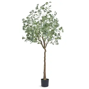 VEVOR Artificial Eucalyptus Tree,  6 FT Tall Faux Plant, Secure PE Material & Anti-Tip Tilt Protection Low-Maintenance Plant, Lifelike Green Fake Potted Tree for Home Office Decor Indoor Outdoor Decorative Fruit