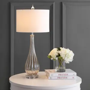 JONATHAN Y Dew Drop Glass/Crystal LED Table Lamp , for bedroom, living room, foyer, hallways, dining room, dorms