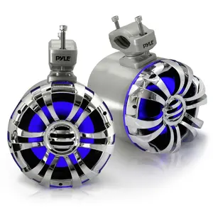 Marine Speakers Waterproof 200W Stainless Steel LED Lights Silver