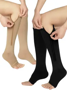 INNENS 3 Pairs Zipper Compression Socks 20-30mmHg Graduated Support Stockings for Men Women Athletic Running Nurse Travel Flying