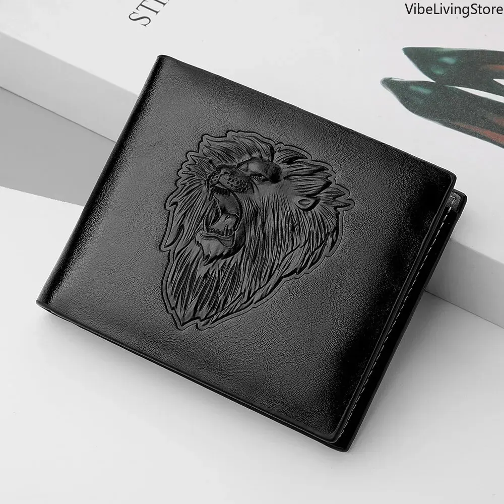 Men's Cowhide Leather Wallet - Personalized 3D Embossed Trifold, Lightweight Minimalist Multi-Card Holder with Zipper Coin Pocket, Casual Short Wallet for Daily Use, Leather Cowhide Wallet, Trifold Wallets