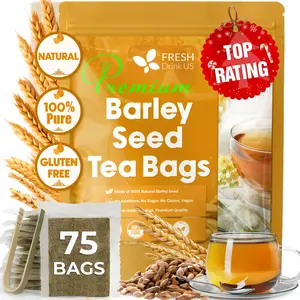 FreshDrinkUS Premium 75 Barley Tea Bags, 100% Natural & Pure. Loose Barley Herbal Tea. Made with Natural Material Tea Bags. No Sugar, No Caffeine, No Gluten, Vegan