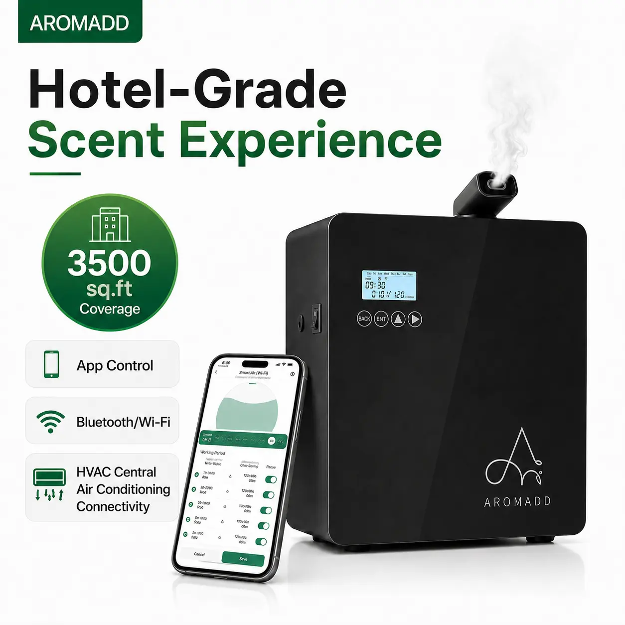 U5 Smart Waterless Cooling Fragrance Diffuser - 600ml Capacity, 3500 sq ft Coverage, Hotel Collection for Home & Office