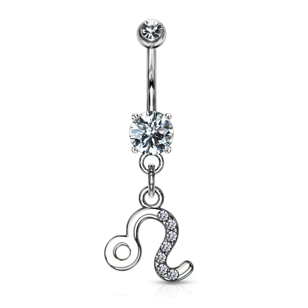 Leo Zodiac CZ Belly Ring