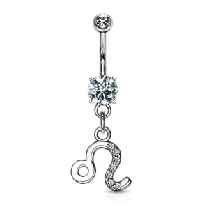 Leo Zodiac CZ Belly Ring