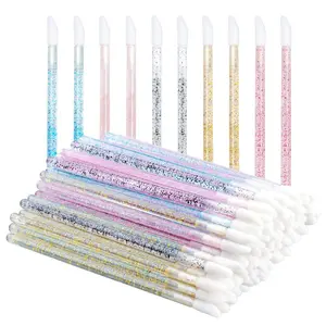100PCS Glitter Crystal Lip Brush, Disposable Lip Brushes Lip Gloss Applicators Lipstick Gloss Wands Applicator - Multi-colored