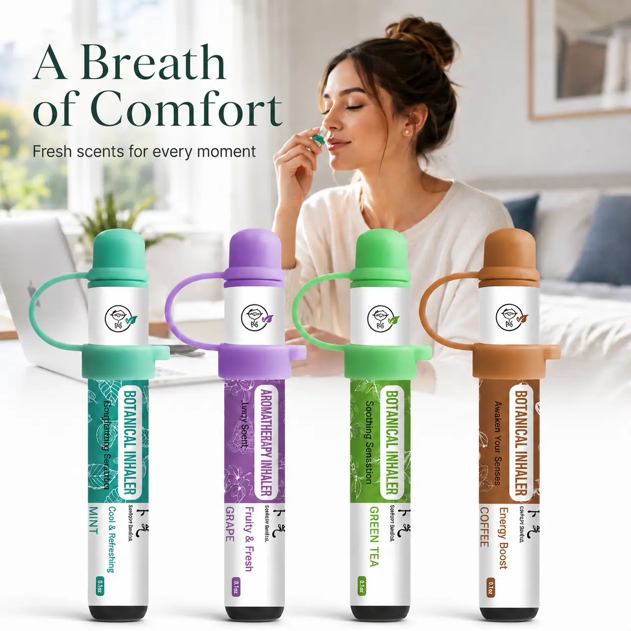 Natural Essential Oil Nasal Inhaler Sticks (2-Count) - Aromatherapy for Sinus Comfort, Quick Energy Lift, Pocket-Sized Travel Mint Scented Stick Mood Boosting Plant-Based Herbal Diffuser Breather wellness relax