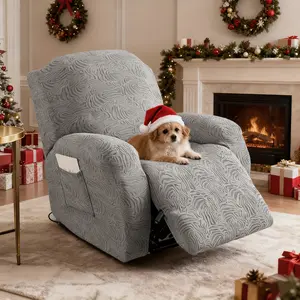 1-Seater Stretch Recliner Sofa Cover, Elastic Slipcover with Side Pocket, Pet-Friendly & Non-Slip, for Living Room, Office, Home Decor