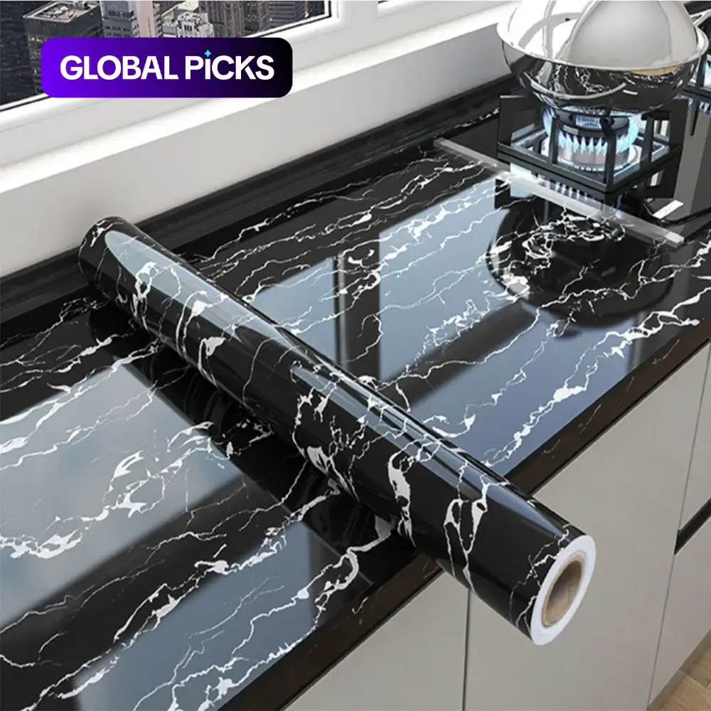 Marble Pattern Self-Adhesive Wallpaper, Waterproof Oil-Proof Decorative Wallpaper for Kitchen Countertops, Cabinets and Shelves, Modern Design, Kitchen Wallpaper Peel And Stick #GLOBAL PICKS