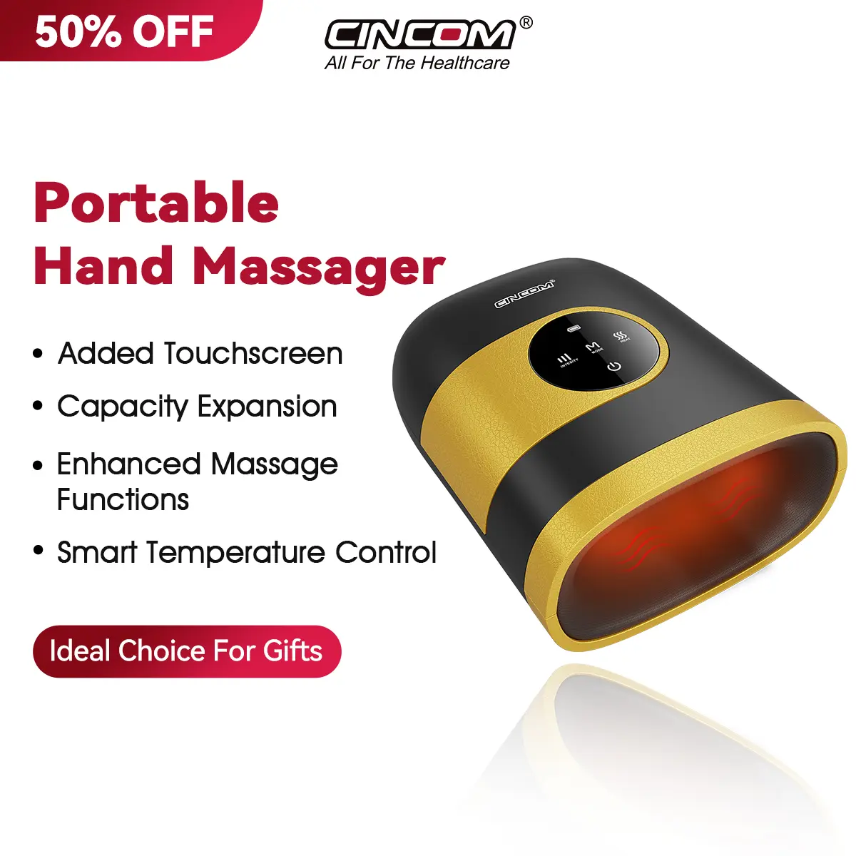 CINCOM Upgraded Hand Massager, Cordless Finger Soother with Gentle Warmth, Customizable Comfort Settings, Easy-to-Read Display, Rechargeable, Perfect for Relaxation, Ideal Gift for Loved Ones,dorm essentials