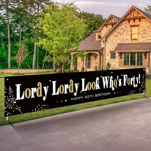 Large 40th Birthday Banner, and Glitter Polyester Yard Sign, Outdoor Garden Fence Balcony Party Decoration