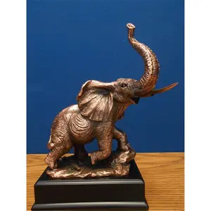 212 MAIN Cold Cast Bronze-Plated Resin Elephant Sculpture - Bronze Finish with Copper Accents, 8.5x6x10.5in Desk Decor, Indoor Home Decoration