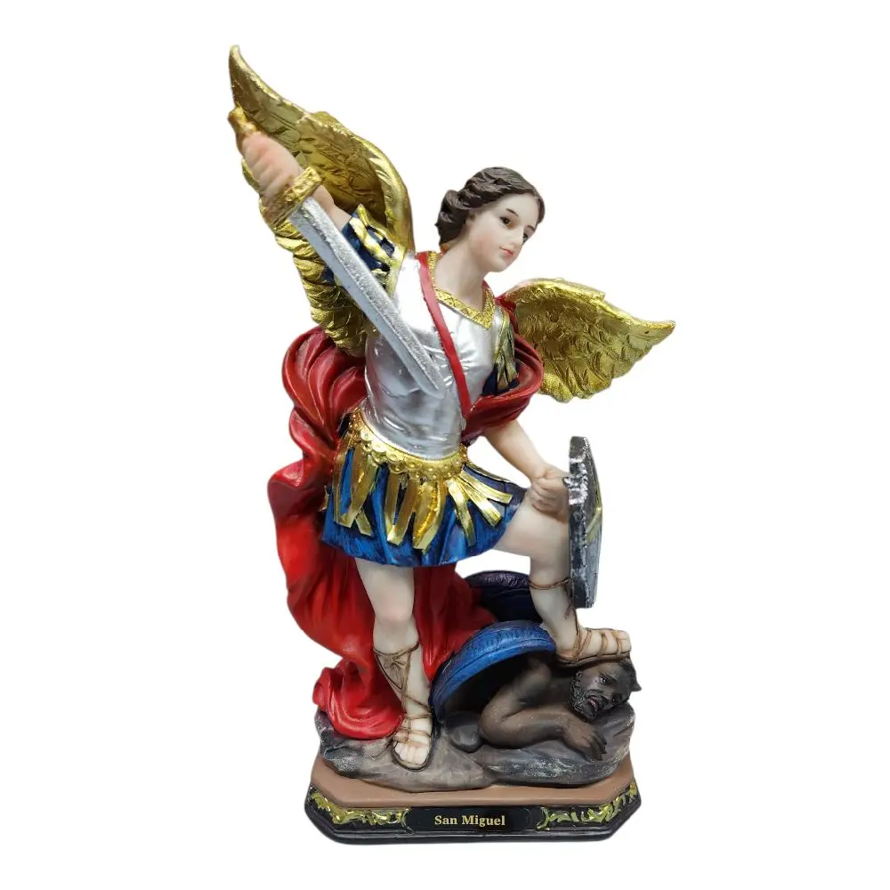 San Miguel Arcangel 8" Inches Tall 25364-8 Azul Saint Michael Archangel Estatua Brand new Warrior and protector Religious Decor Religious art image, home decor, wall decor, church events, gifts