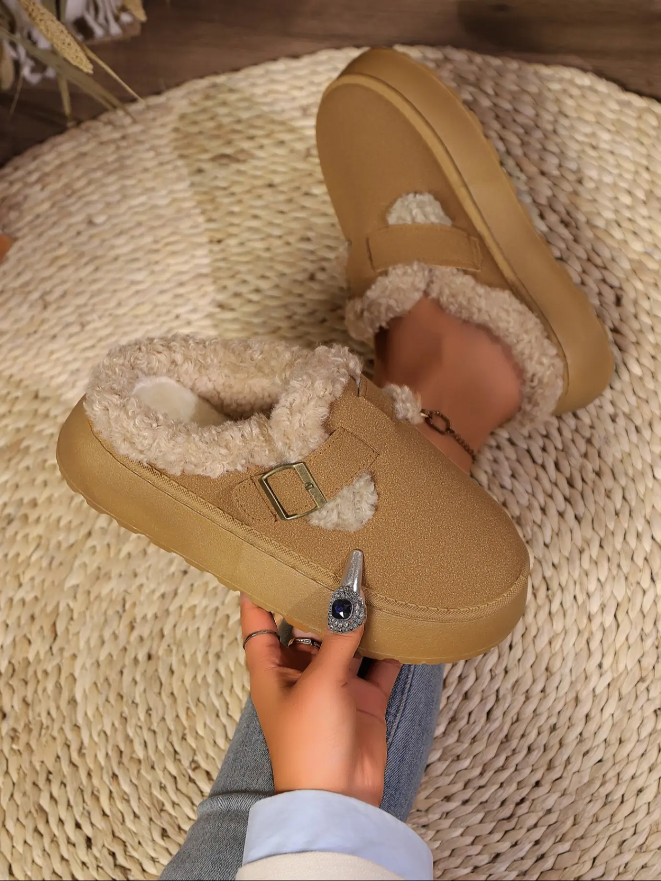 Women's Winter Warm Slippers, Large Size Plush Lining, Lined Slippers, Soft Sole Indoor Outdoor Use, New Style Ladies Home Shoes, Fuzzy House Slippers, Bedroom Slippers