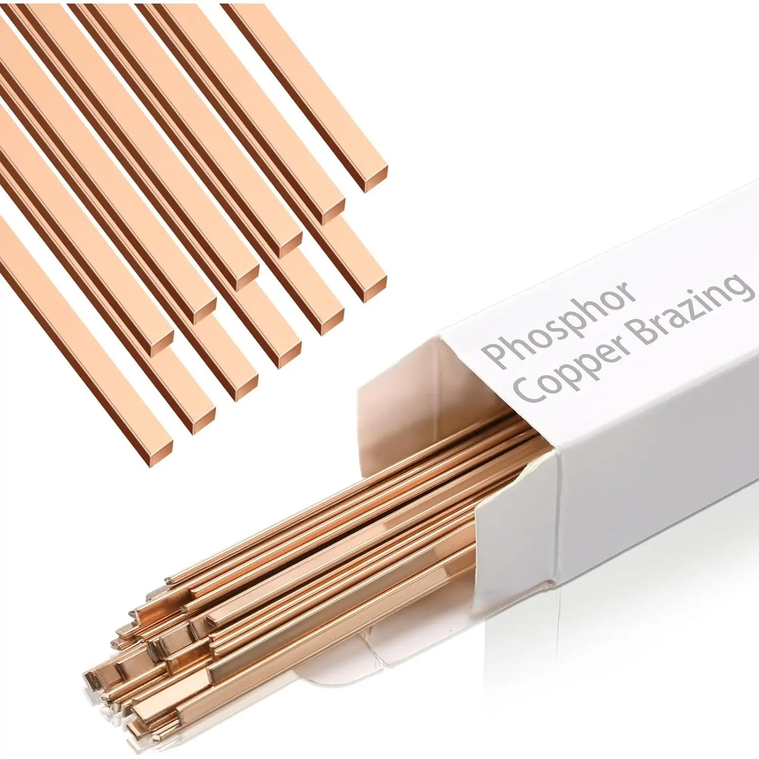 40 Sticks Brazing Rods AWS BCup-1 Phosphor Copper Solder Phos Copper Brazing Alloys Flat Welding Rods Industry 0.050"x1/8"x10" for Air Conditioning Refrigerator Cold Storage HVAC Units