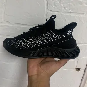 Black Bejeweled Sneaker - Women