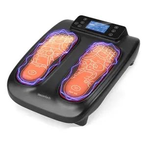 Multi-functions Foot Massager with Heat Therapy & TENS Massage Patches for Neck Back Shoulder Legs Deep Massagers Stimulator device Pain Relief equipment | Home Body Care Machine for Fitness Enthusiasts Muscle Relaxation tool Machine Black