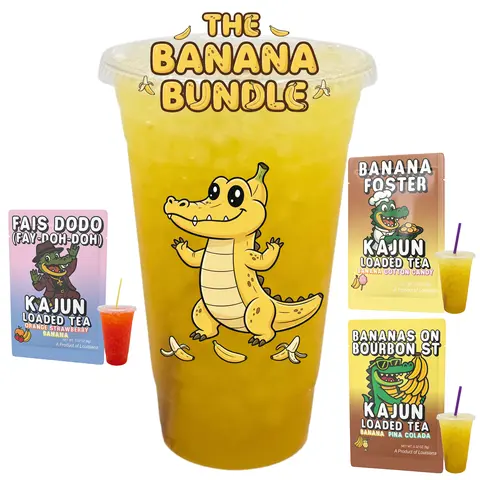 The Banana Bundle Kajun Loaded Teas TikTok Editions 3 Unique Banana Flavors 250mg Caffeine Individually Packed Travel Friendly Green Tea Beverage Energy